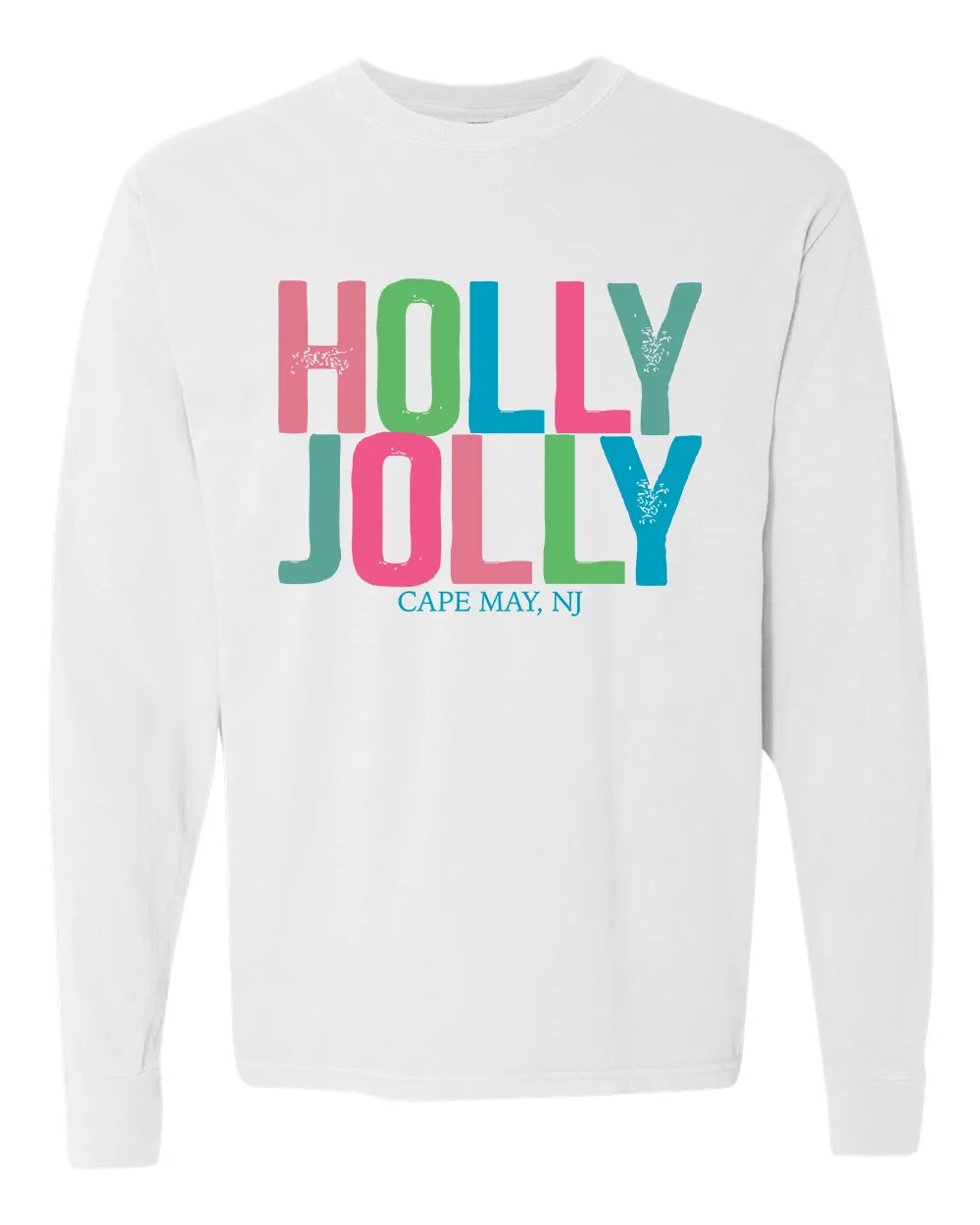 Cape May Holly Jolly Long Sleeve Tee - White