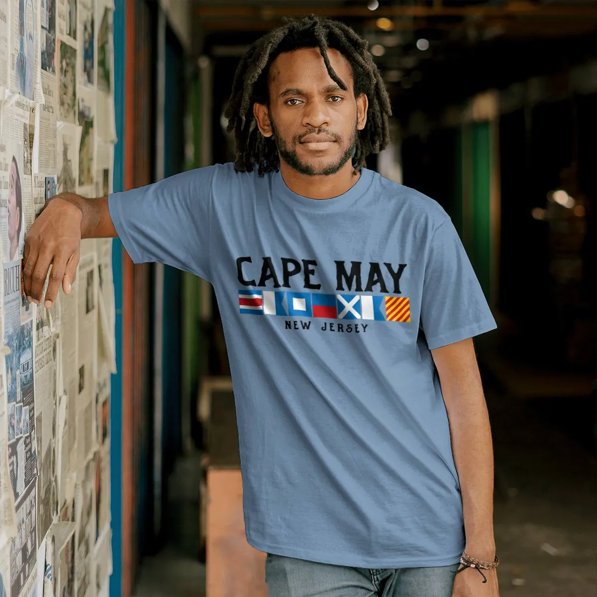 Cape May New Jersey Nautical Flags T-Shirt, Adult Unisex 100% Cotton, S-2X