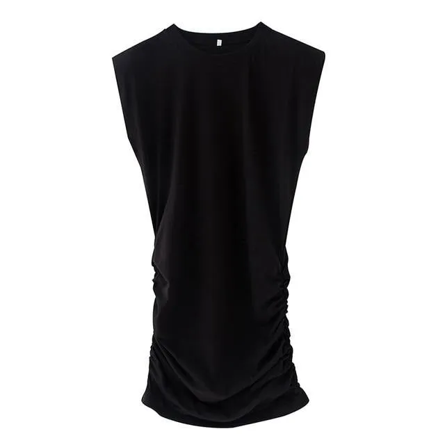 Casual Sleeveless A-line Chic Drawstring Slim High Street Bodycon Dress