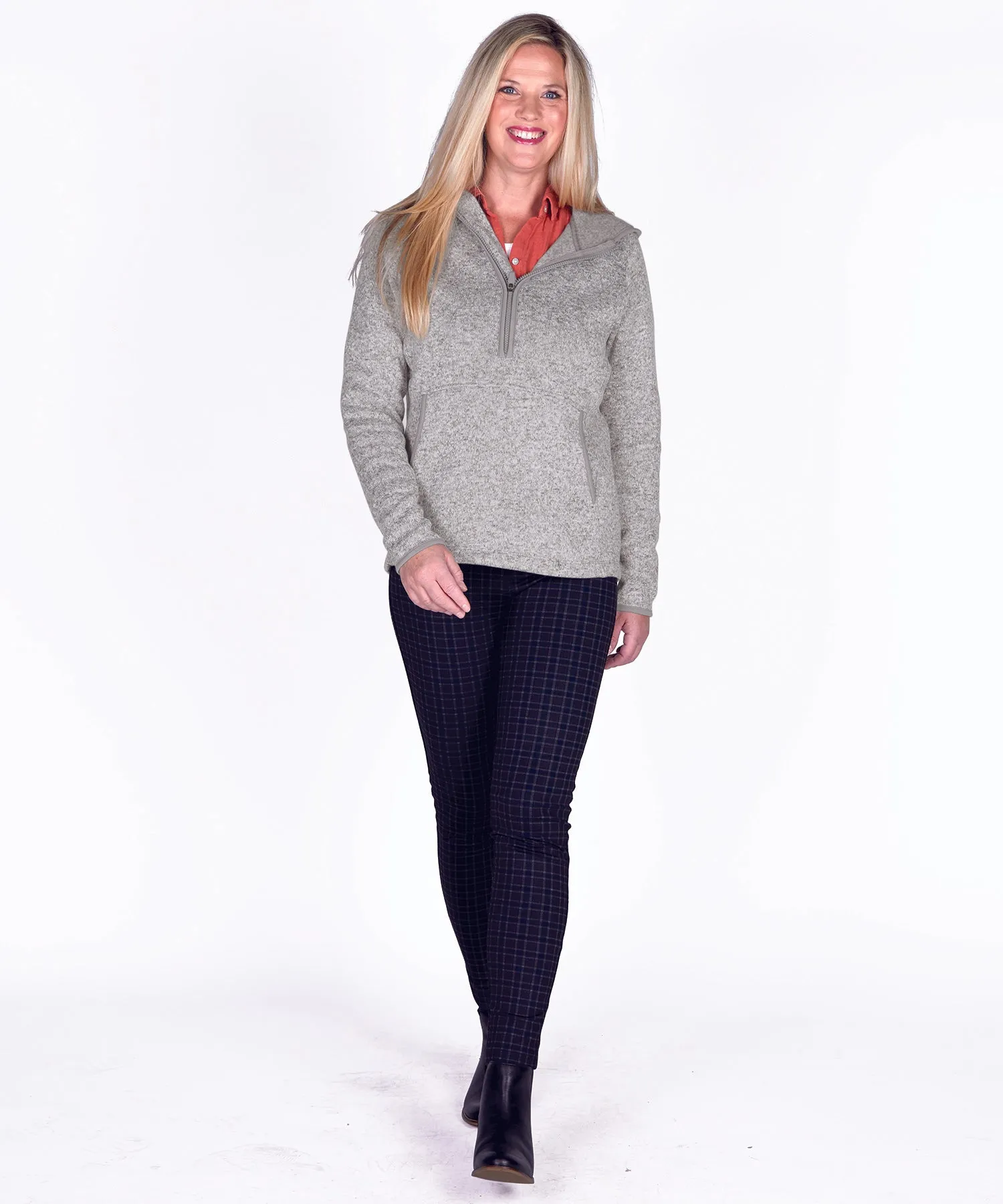 Charles River Women's Heathered Fleece Quarter Zip Hoodie