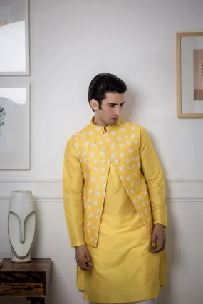 Chirpy Yellow Birds - Nehru Jacket