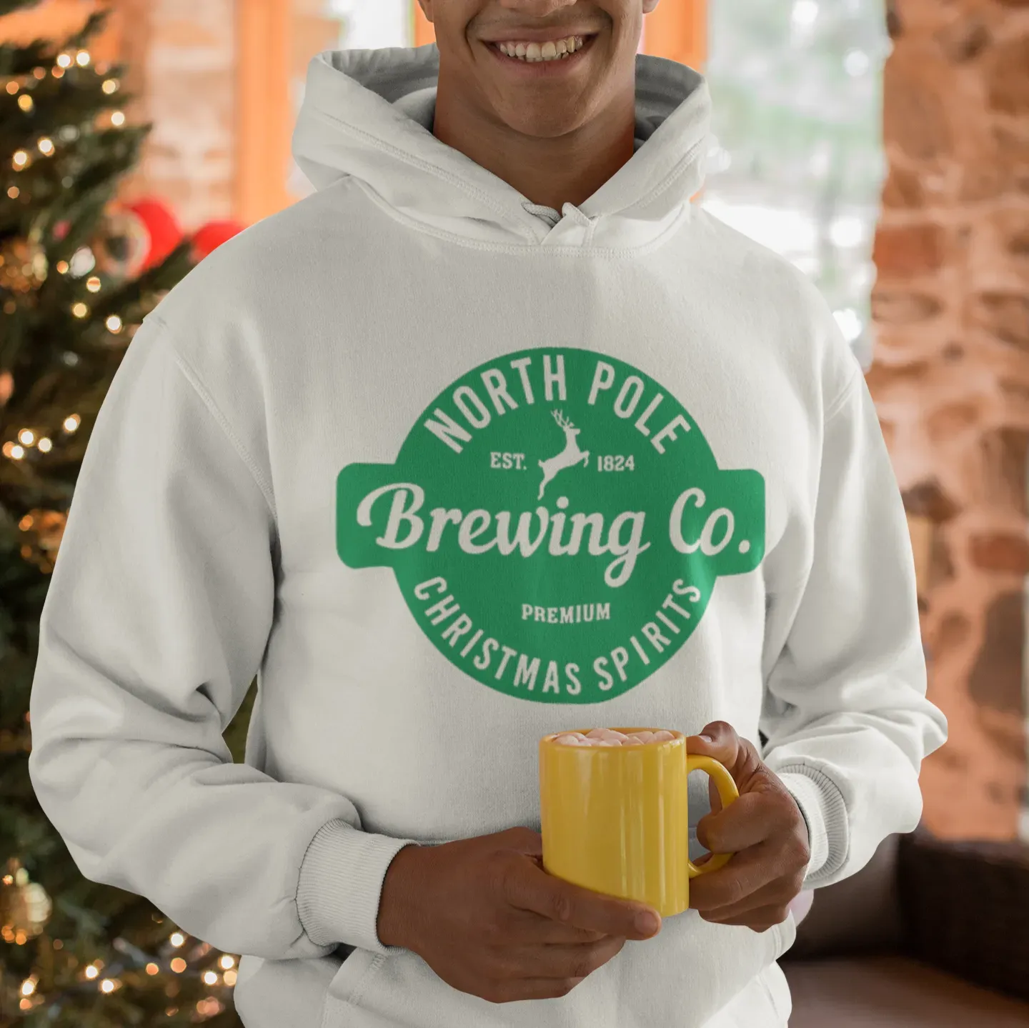 Christmas Hoodie North Pole Brewing Co. Blended Cotton Soft Pullover