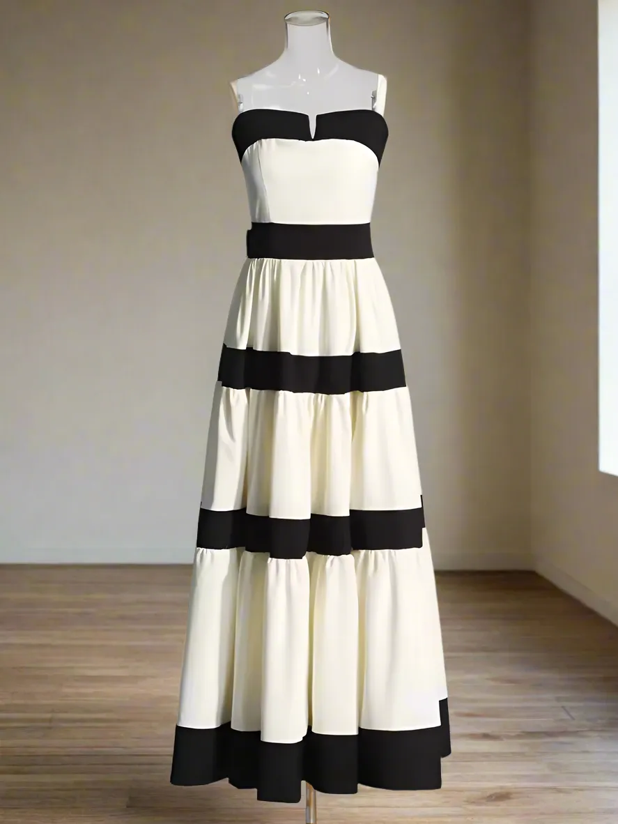 Claire Strapless Striped Bow-tie Maxi Dress