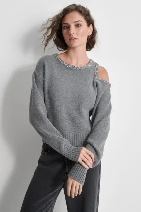 COLD SHOULDER SWEATER