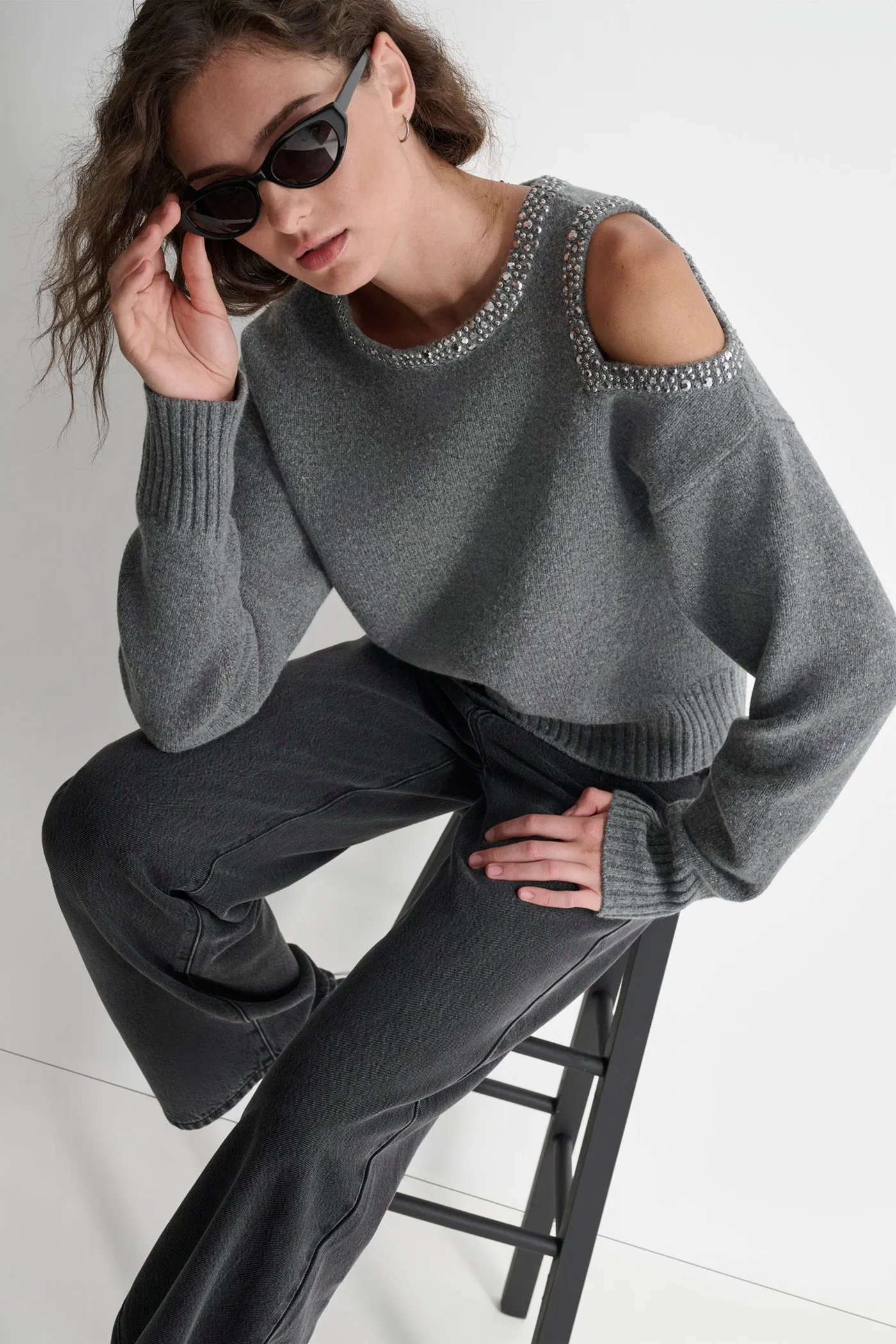 COLD SHOULDER SWEATER