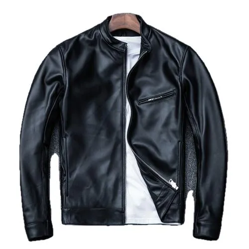 Colderon Men's Genuine Leather Jacket Vintage Sheepskin