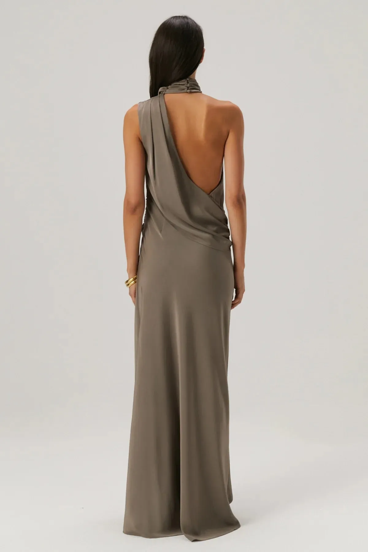 Constantina Satin Gown Grey