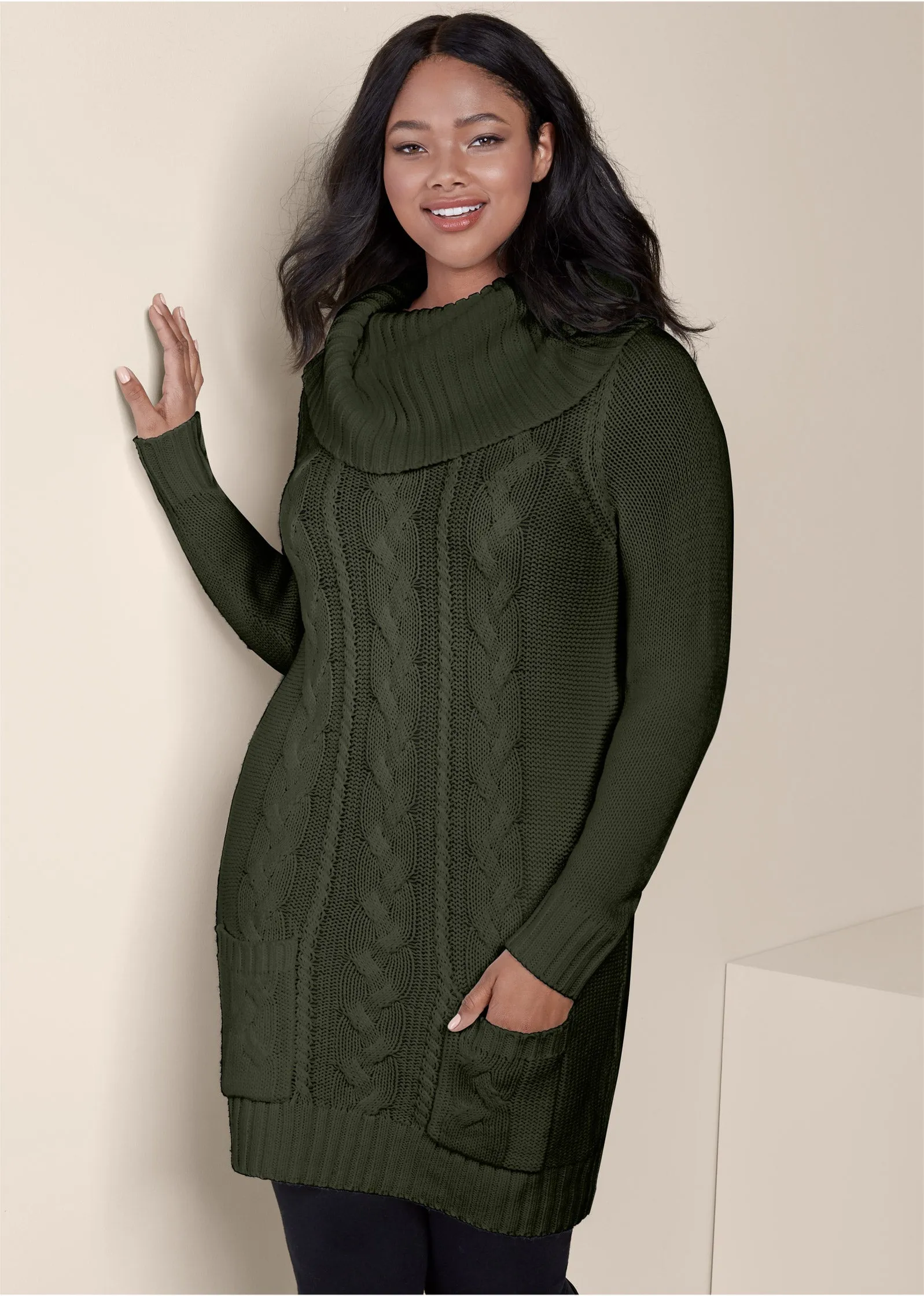 Cozy Sweater Dress - Olive