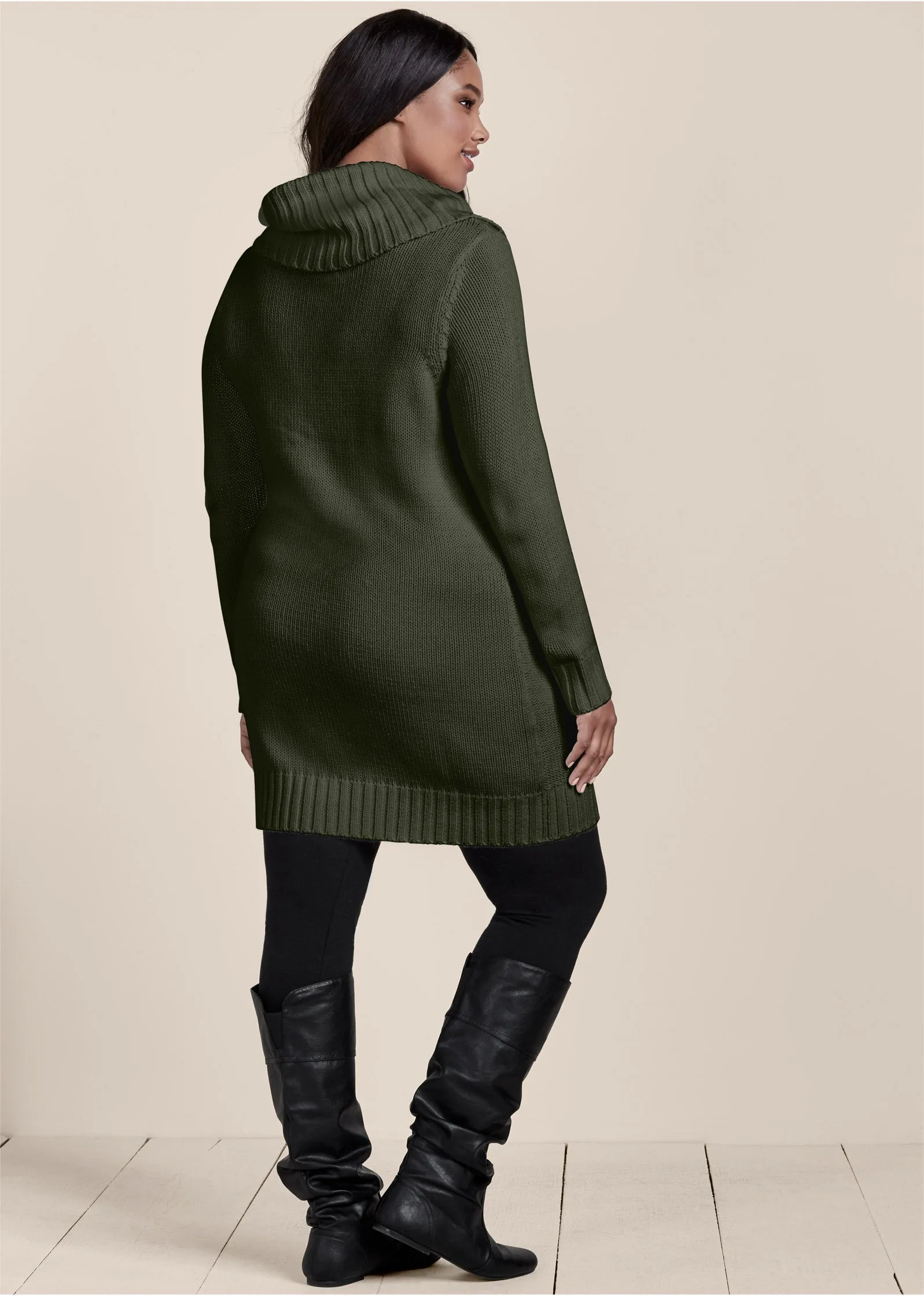 Cozy Sweater Dress - Olive