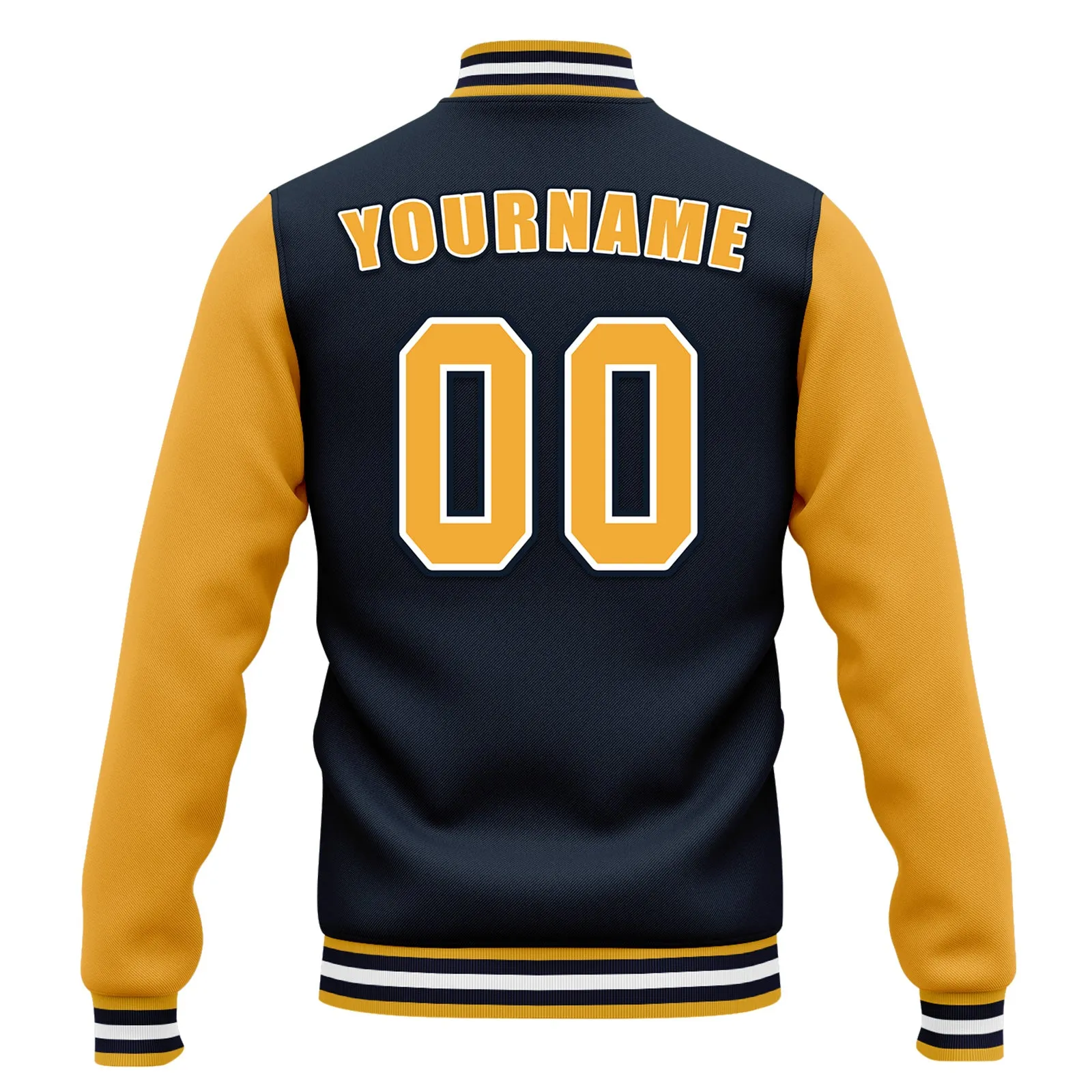 Custom Blue Yellow Jacket Bomber Full-Snap Varsity Letterman Personalized Jacket FZ005-D020255-6