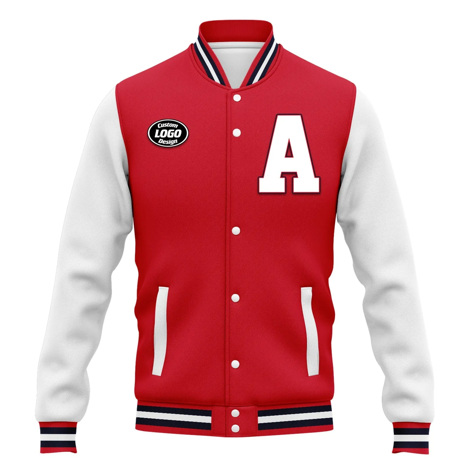 Custom Red Gray Jacket Bomber Full-Snap Varsity Letterman Personalized Jacket FZ005-D020255-3