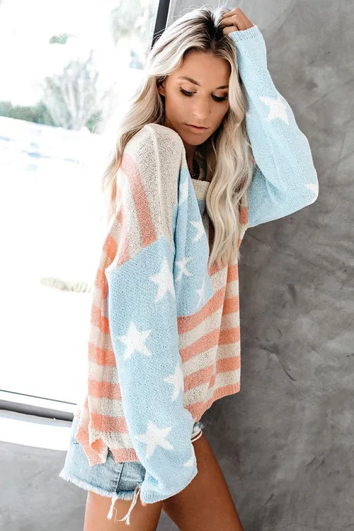 Cute as Can Be Flag Knit Sweater