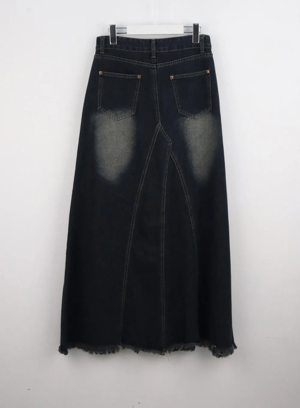 Dark Wash Maxi Denim Skirt CG304