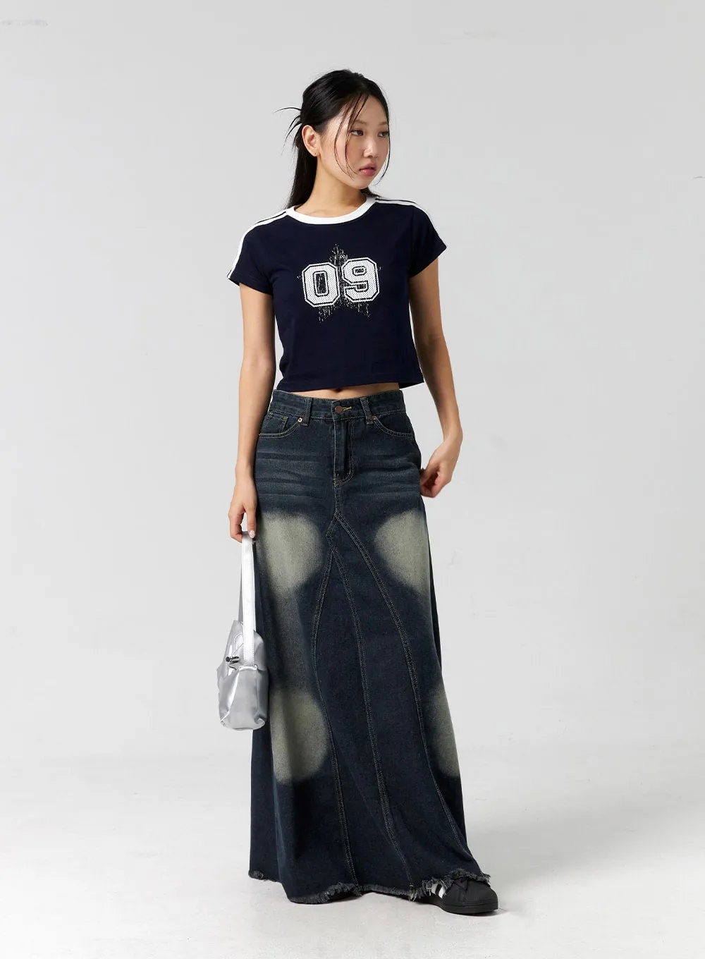 Dark Wash Maxi Denim Skirt CG304