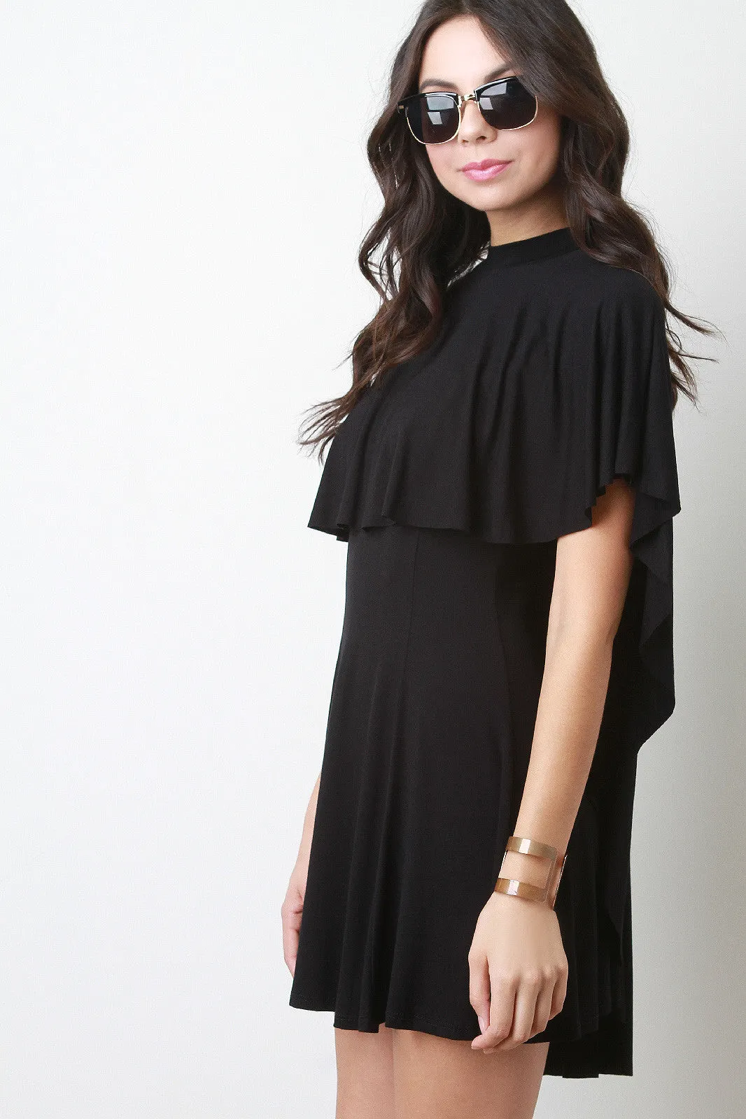 Double Tier Cape Skater Dress