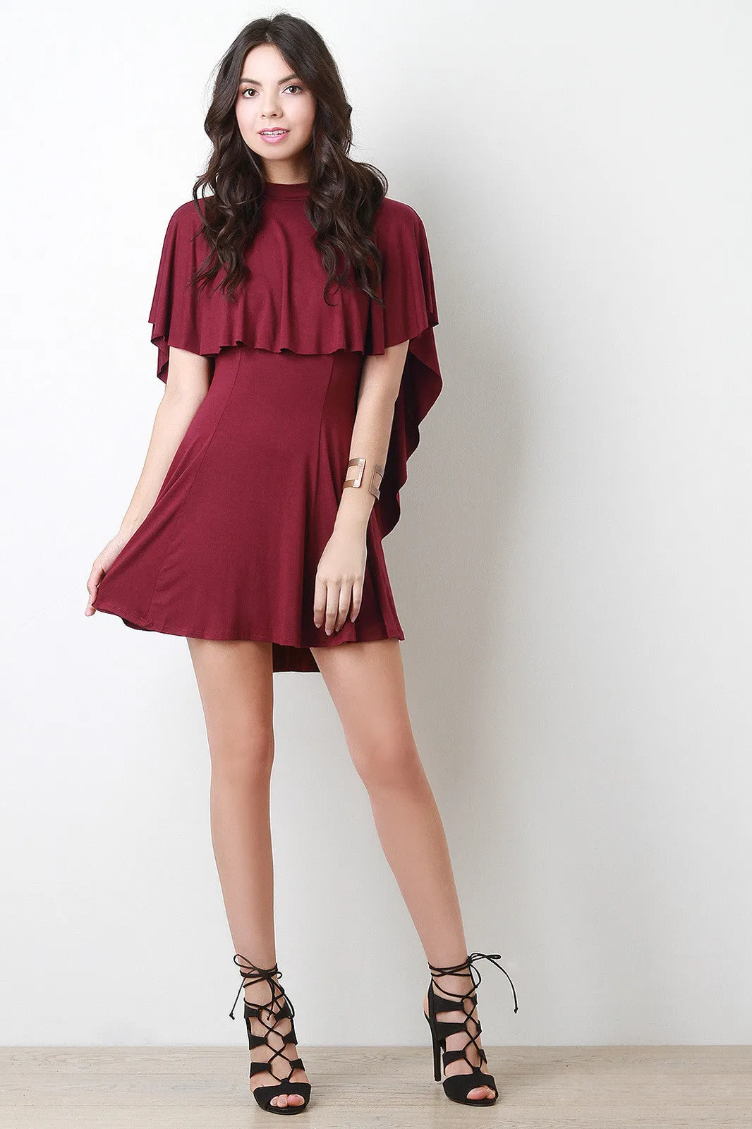 Double Tier Cape Skater Dress