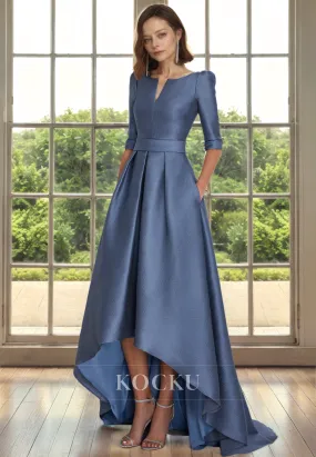 Elegant & Morden High Low Short sleeves A-Line Cocktail Mother of the Bride Dress