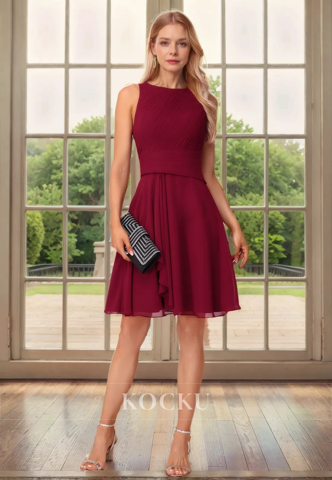 Elegant & Simple Two-Piece A-Line Chiffon Cocktail Mother of the Bride Dress