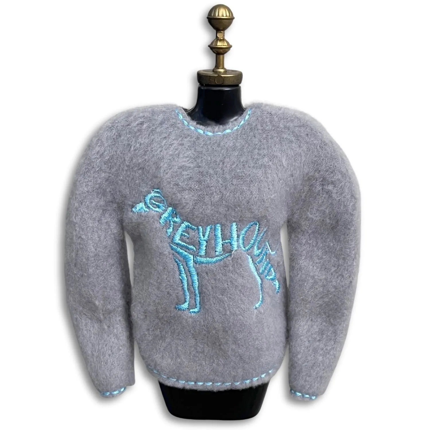 Elf Sweater Greyhound Word Art Grey