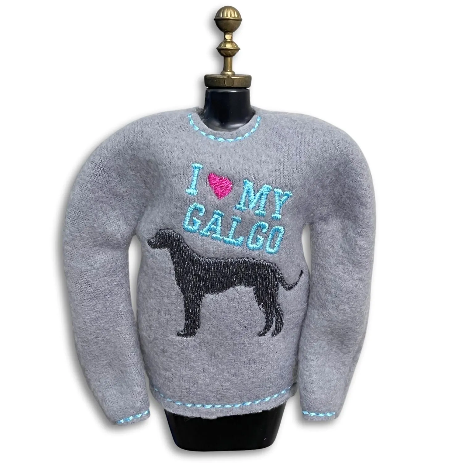 Elf Sweater I Love My Galgo Grey