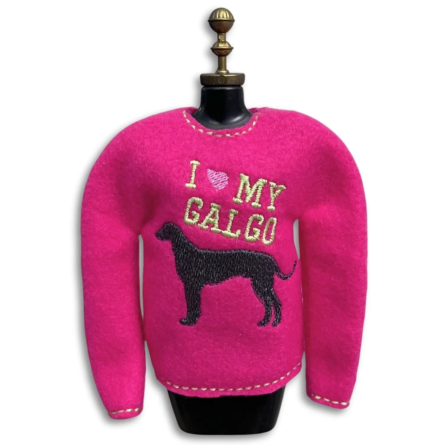 Elf Sweater I Love My Galgo Hot Pink