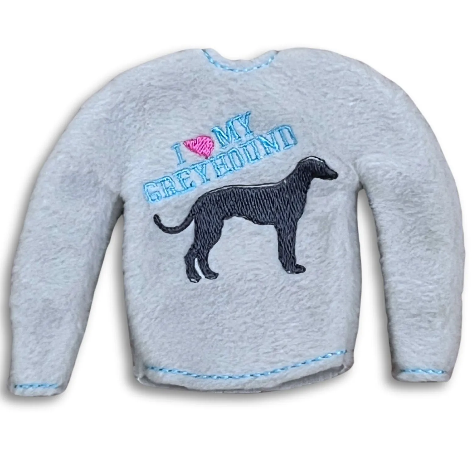 Elf Sweater I Love My Greyhound Light Grey