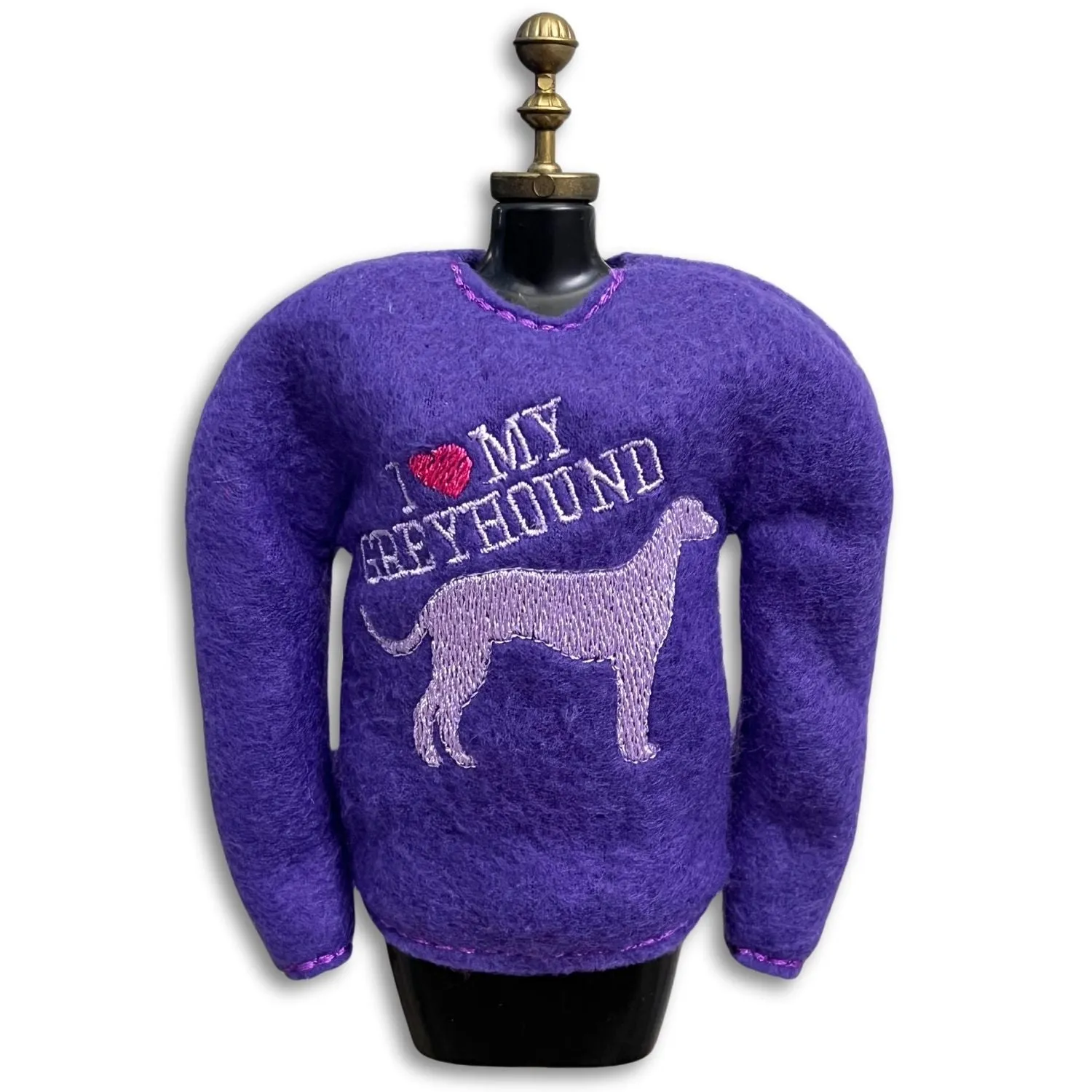 Elf Sweater I Love My Greyhound Purple