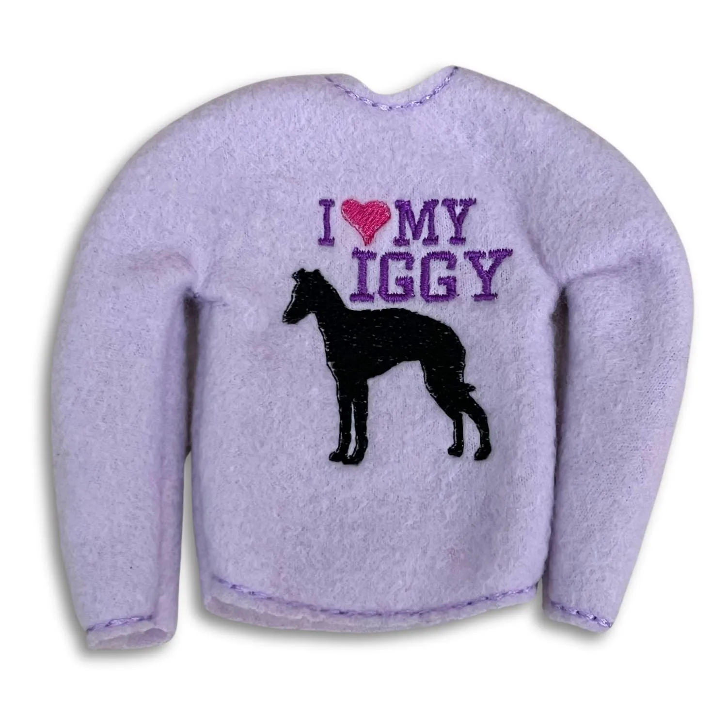 Elf Sweater I Love My Iggy Lavender