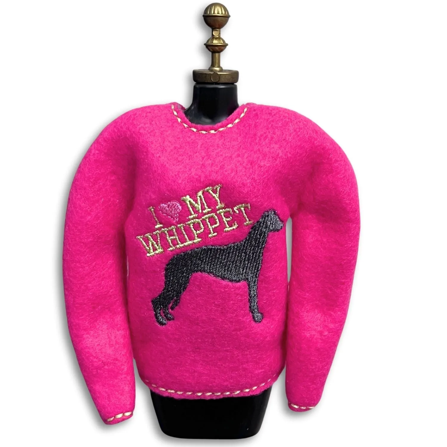 Elf Sweater I Love My Whippet Hot Pink