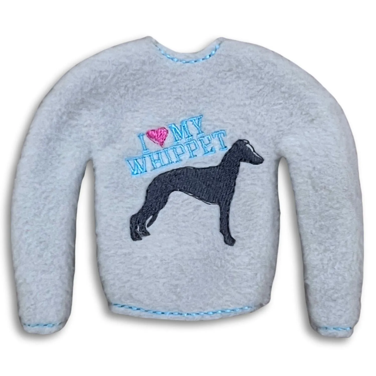 Elf Sweater I Love My Whippet Light Grey