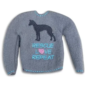 Elf Sweater IG Iggy Whippet Greyhound Rescue Love Repeat Grey