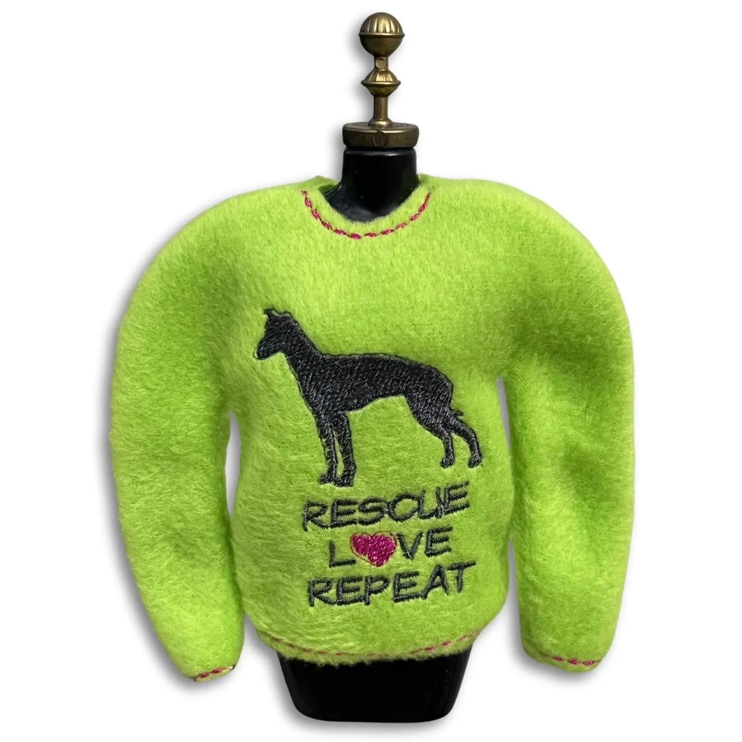 Elf Sweater IG Iggy Whippet Greyhound Rescue Love Repeat Lime