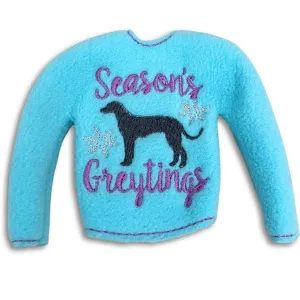 Elf Sweater Season's Greytings Greyhound Aqua