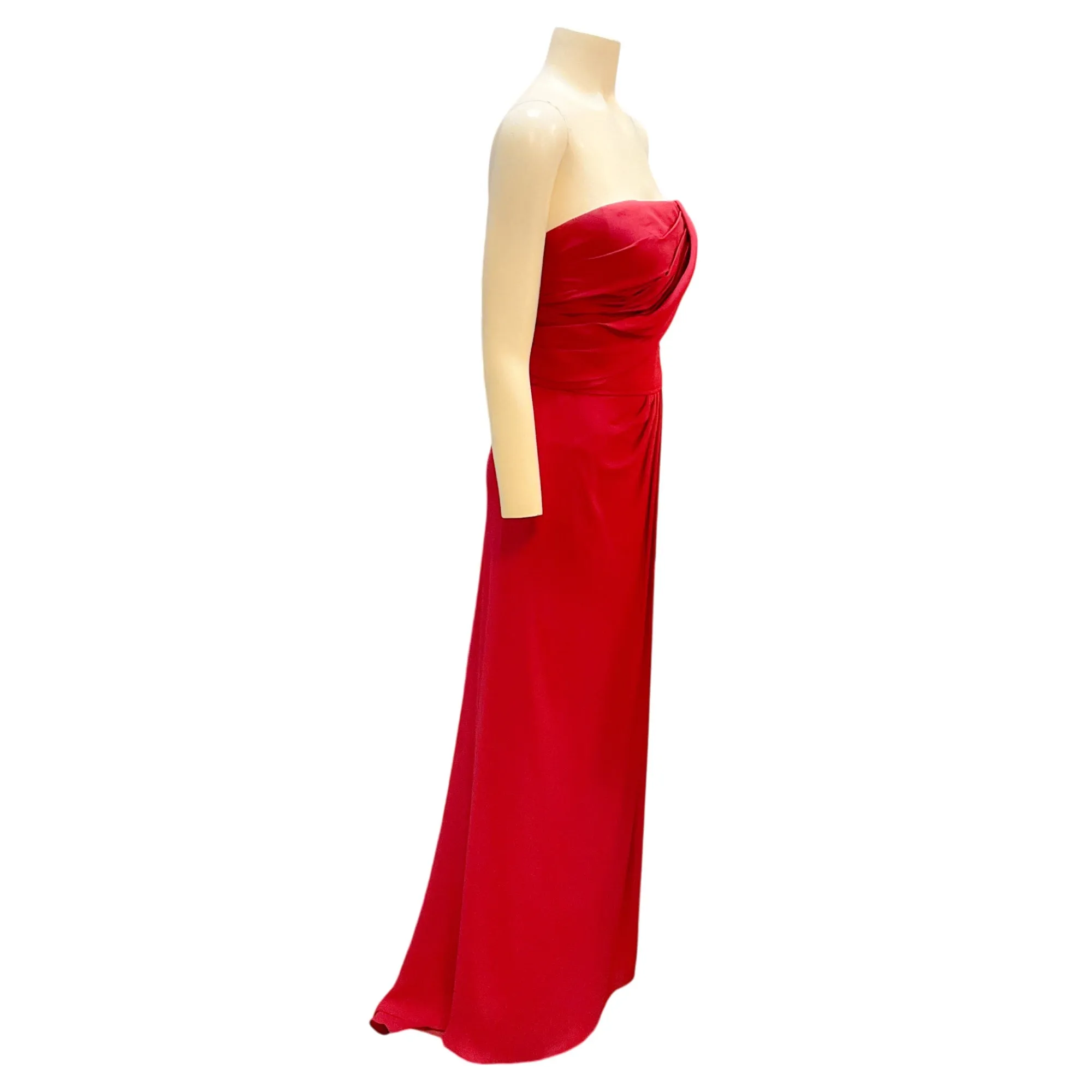 Elie Saab Red Strapless Silk Gown / Formal Dress