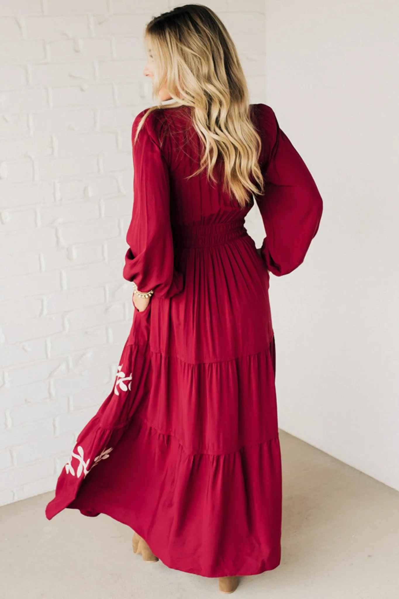 Embroidered Tiered Maxi Dress