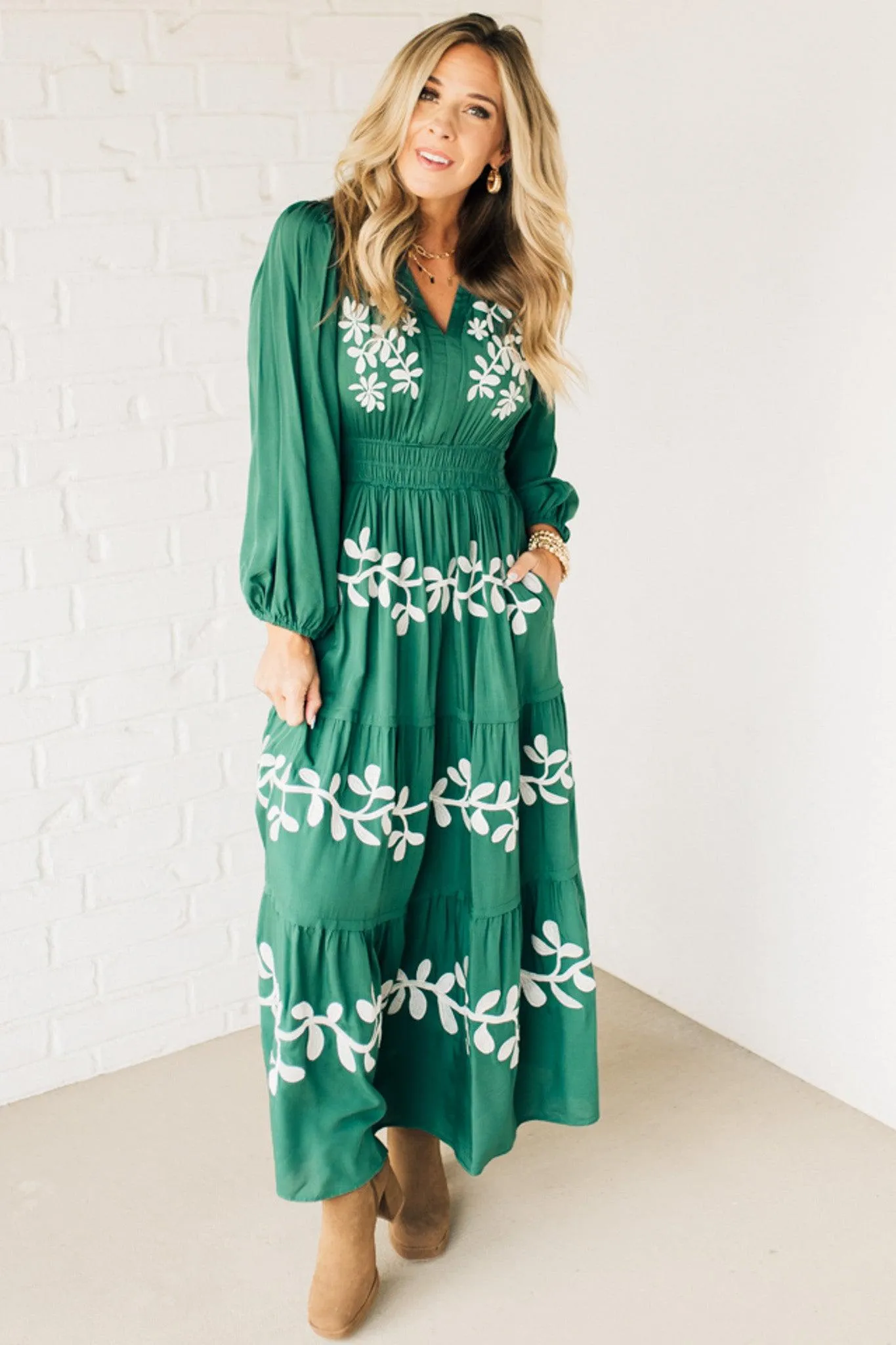 Embroidered Tiered Maxi Dress