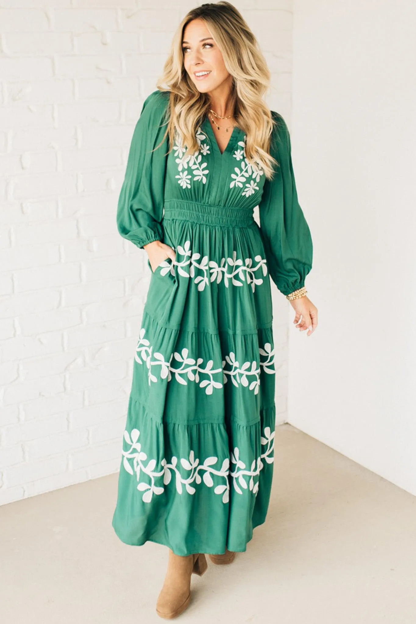 Embroidered Tiered Maxi Dress