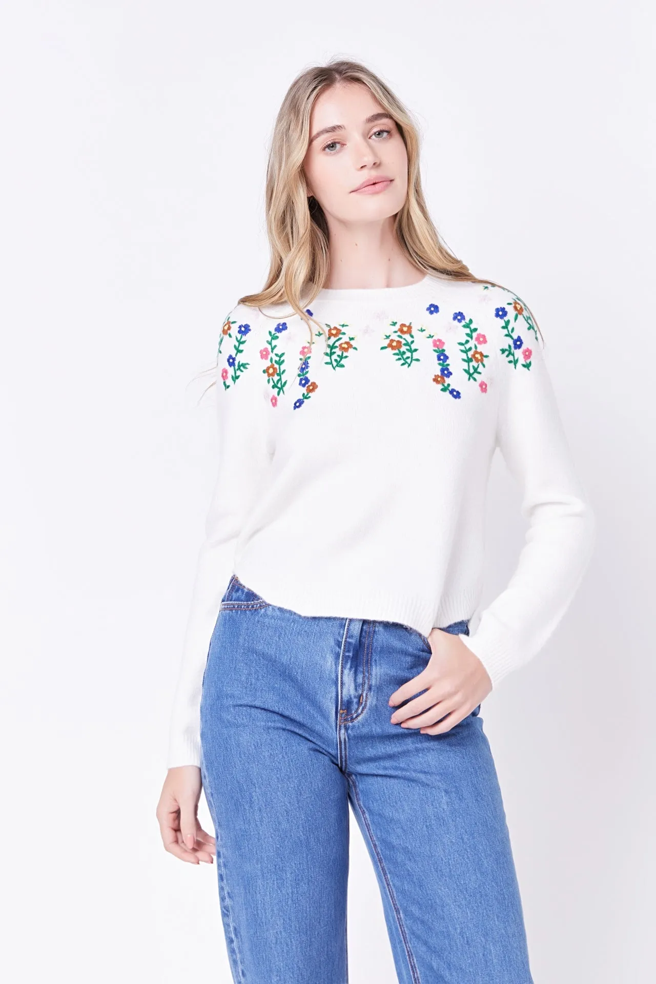 English Factory - Floral Handmade Embroidery Sweater