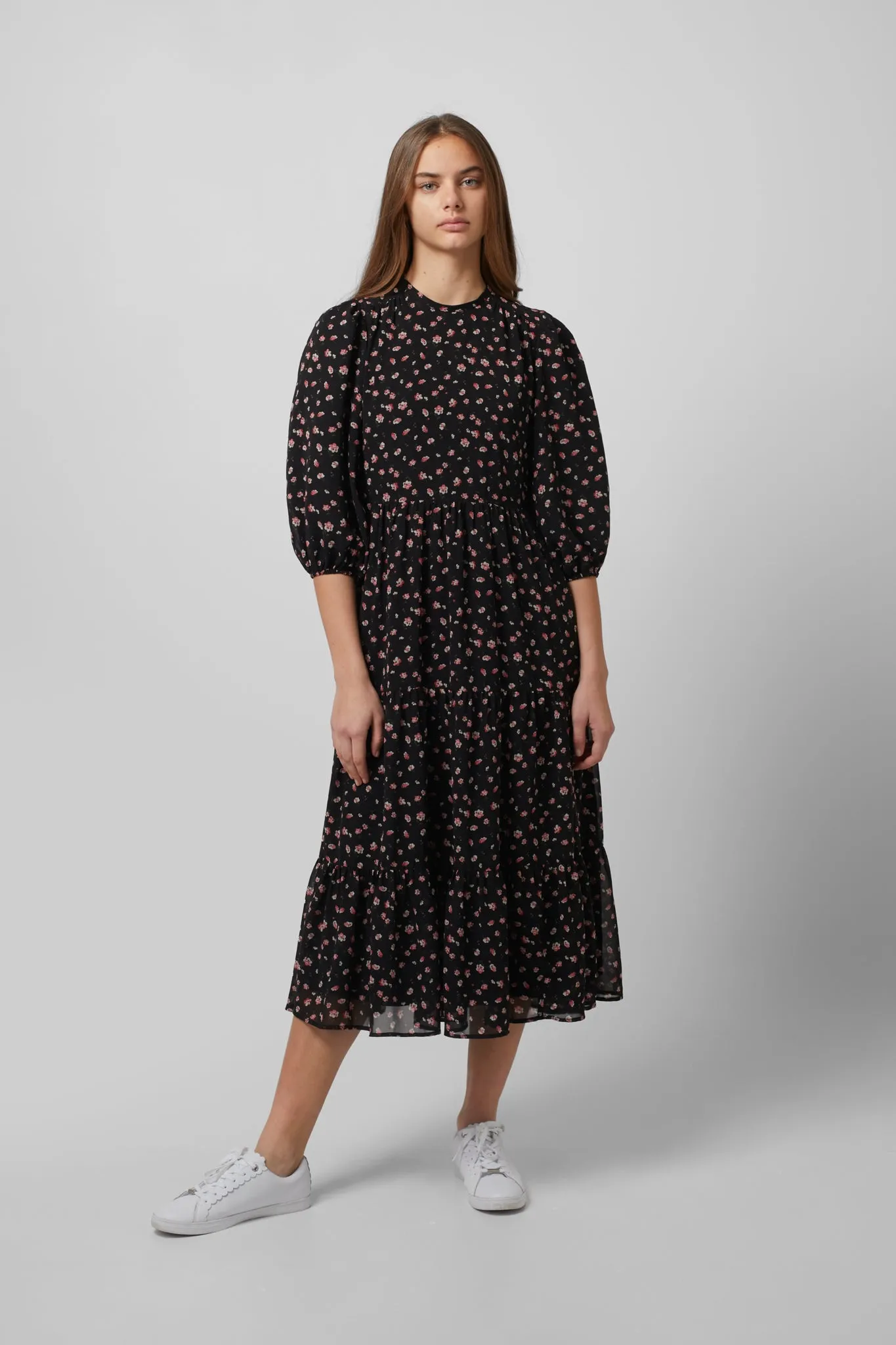 EOE Zoe Black w/Pink Flowers Dress