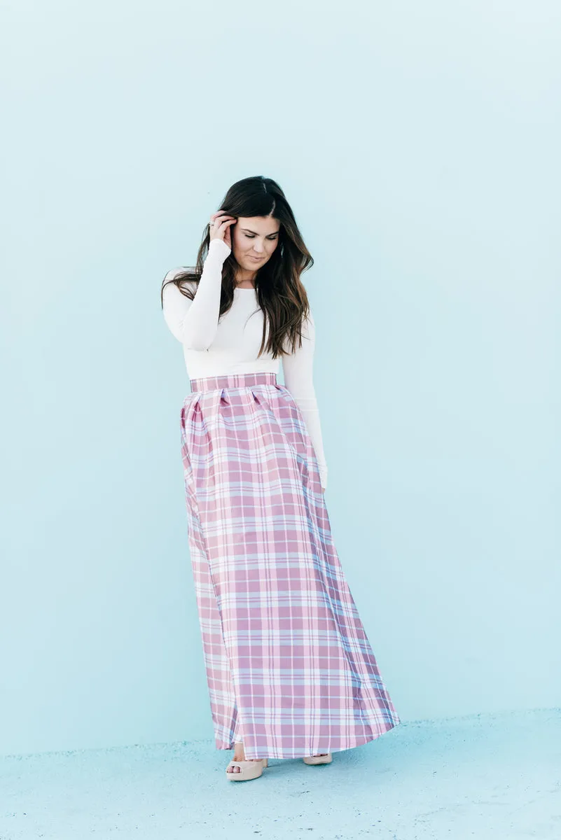 Evi Plaid Taffeta Skirt Pink