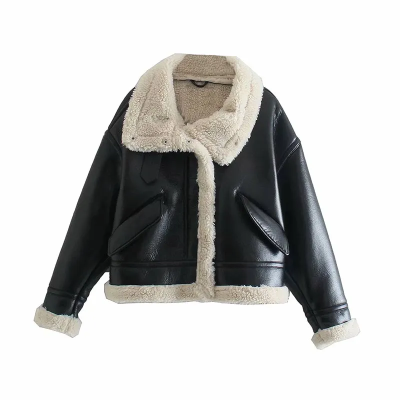 Faux Leather Shearling Jacket