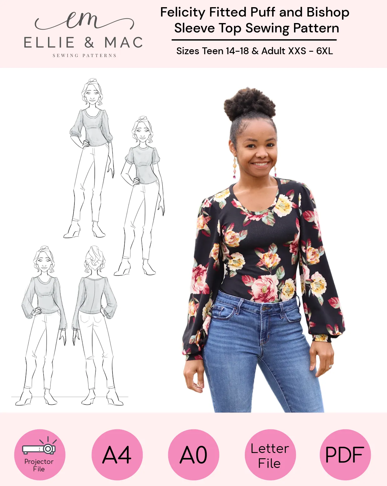 Felicity Fitted Puff & Bishop Sleeve Top Pattern