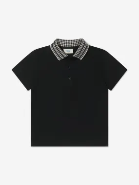 Fendi Boys Dogtooth Logo Collar Polo Shirt