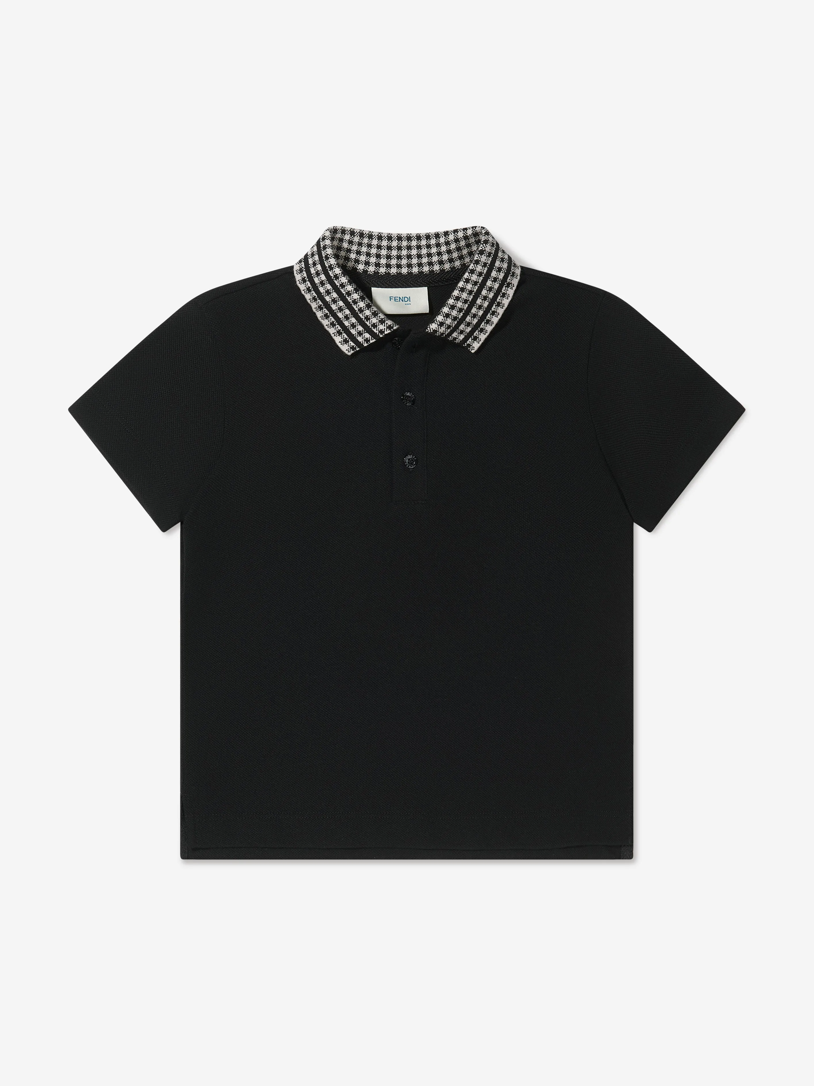 Fendi Boys Dogtooth Logo Collar Polo Shirt