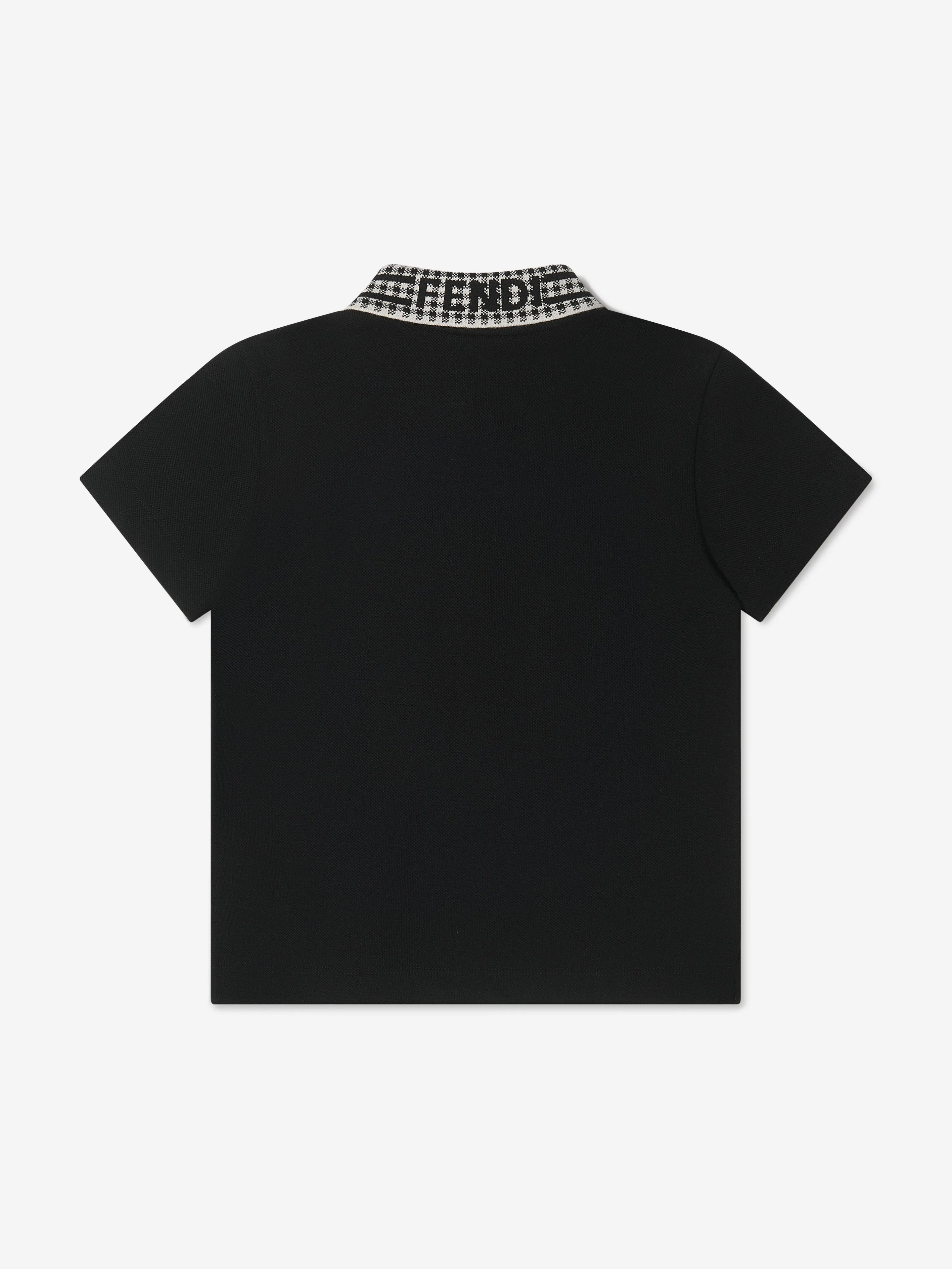 Fendi Boys Dogtooth Logo Collar Polo Shirt