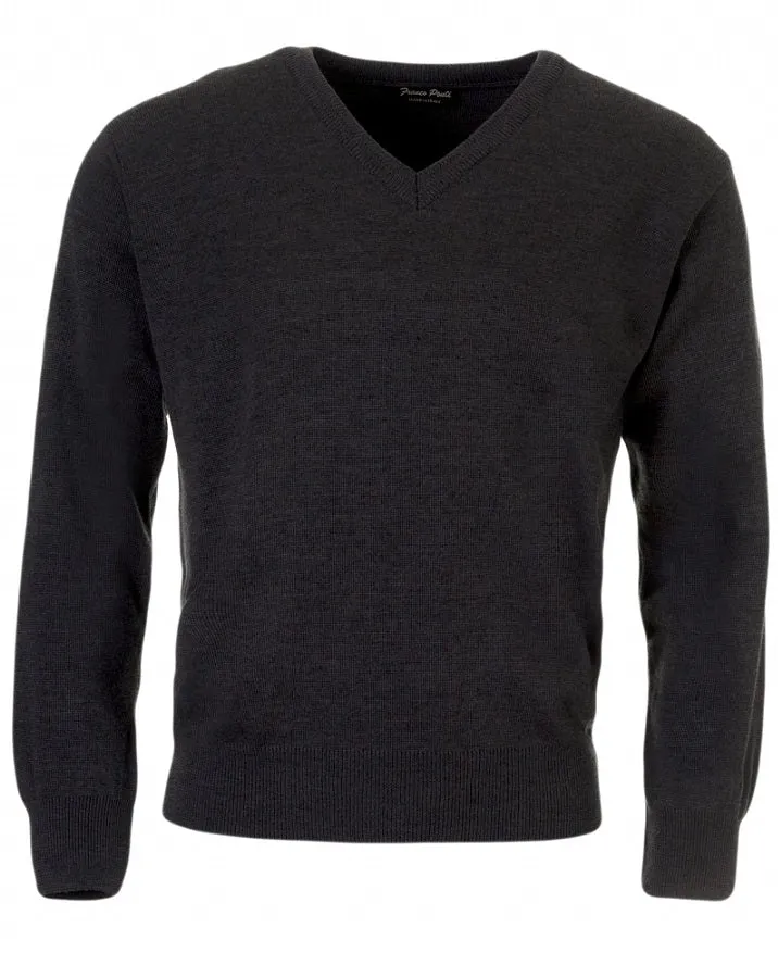 FRANCO PONTI V-Neck - Mens Italian Merino Wool Blend - Navy