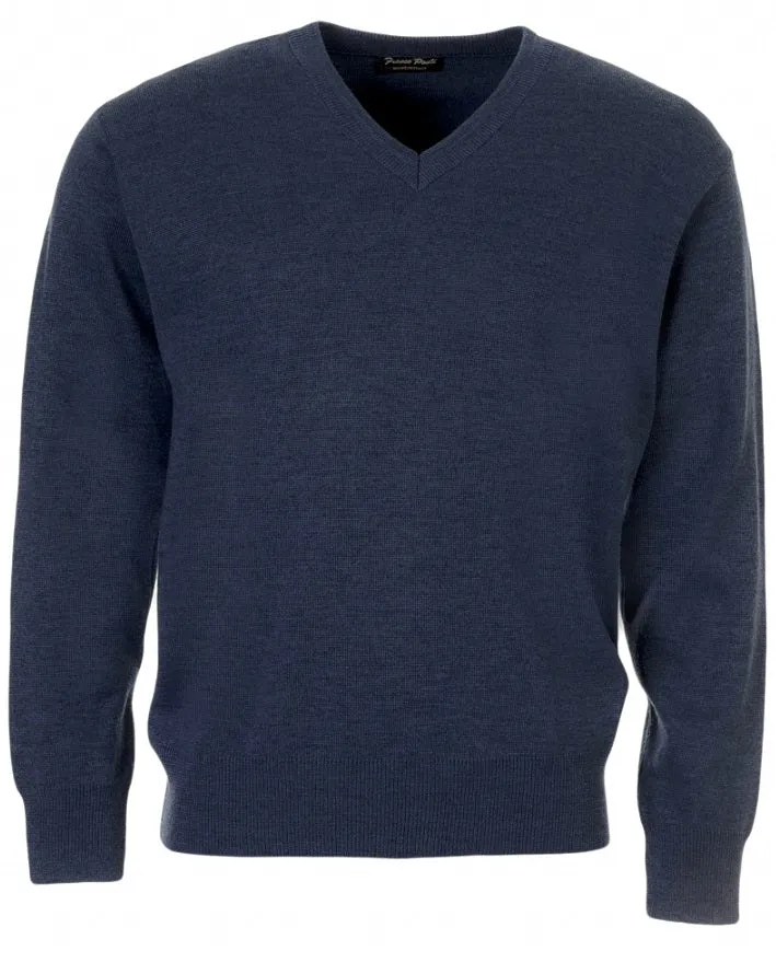 FRANCO PONTI V-Neck - Mens Italian Merino Wool Blend - Navy