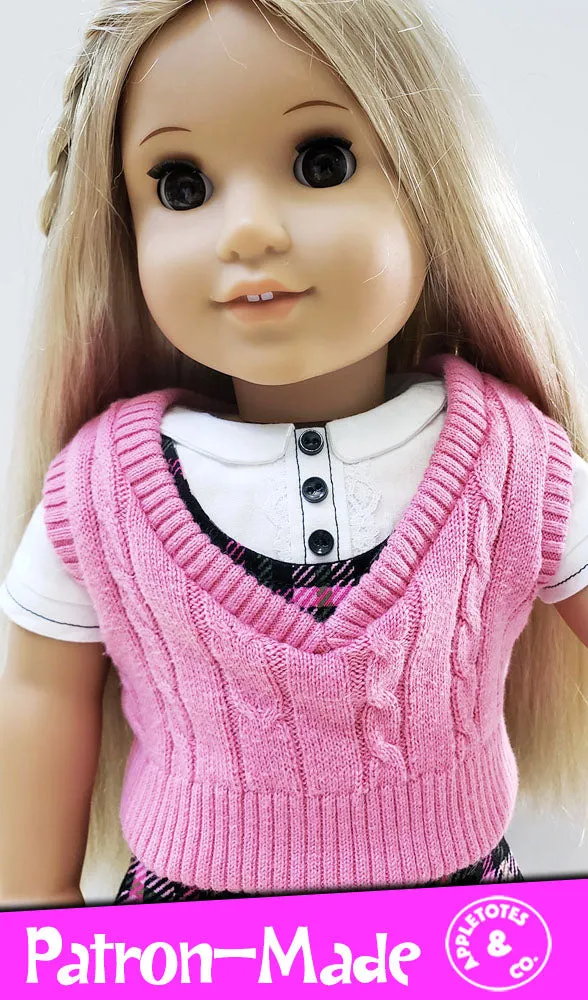 Free Sweater Vest Sewing Pattern for 18 Inch Dolls