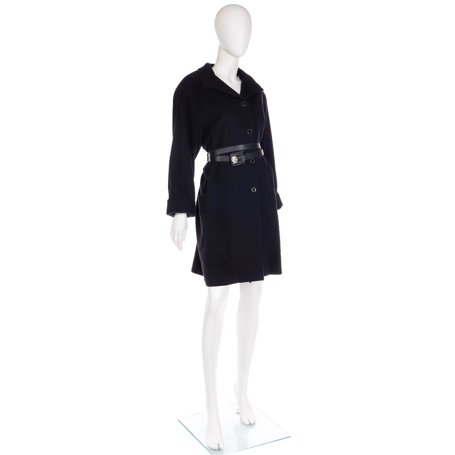 F/W 1987 Gianni Versace Wool Coat With Branded Leather Belt