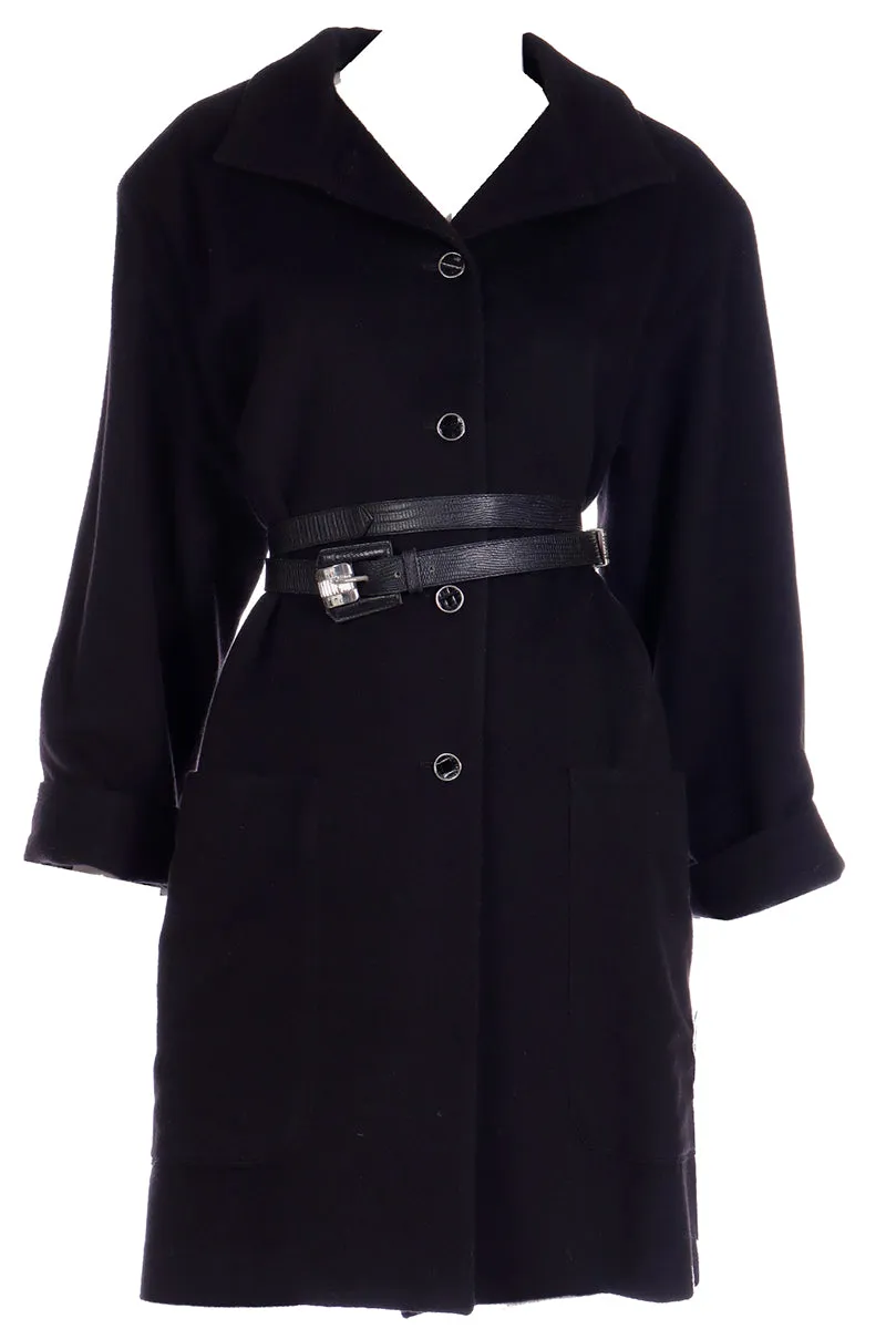 F/W 1987 Gianni Versace Wool Coat With Branded Leather Belt